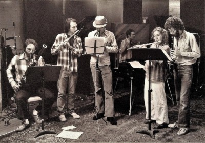 New Music Cooperative in 1979 at The Music Gallery, Toronto: (L-R) Andrew Timar, Miguel Frasconi, Bob Stevenson, Nick Kilbourn, Tina Pearson, Paul Hodge.