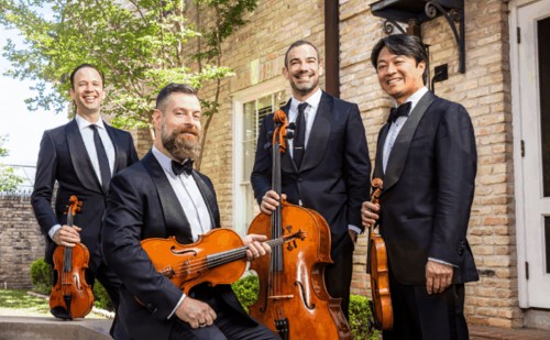 The Miró Quartet (L-R) William Fedkenheuer, John Largess, Joshua Gindele, and Daniel Ching
