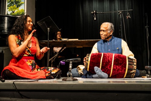 Suba Sankaran and Trichy Sankaran: "Any time I’m on stage with him, I feel that sense of flow. I feel it through him, and I’m sort of able to catch a whiff of that, and feel it inside myself ..." CREDIT: DAHLIA KATZ 